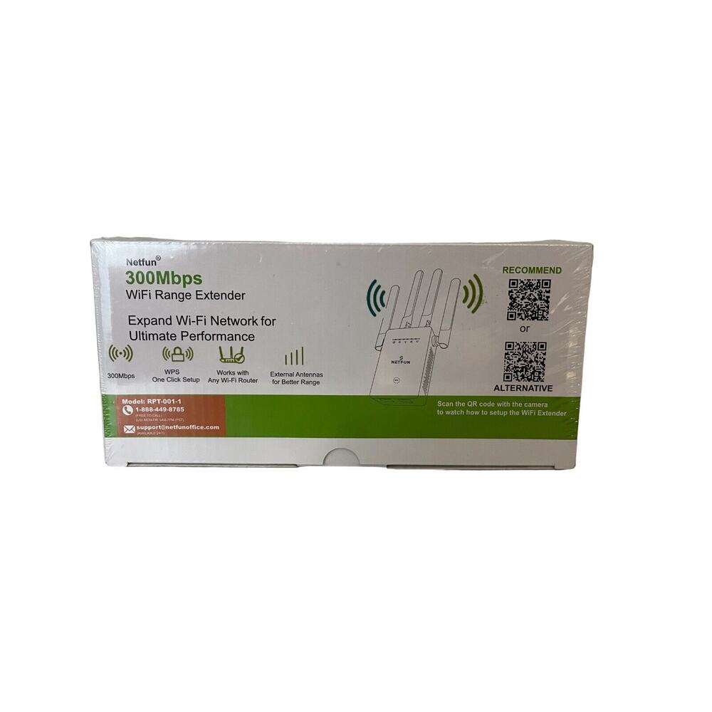 Netfun 300 Mbps WiFi Range Extender Signal Booster for Home or Office White